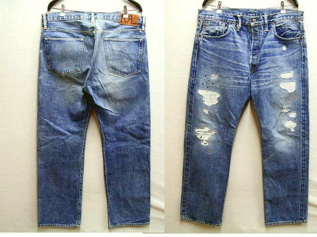 ◇即決[W36]RRL USA制 OAK HILLS WASH STRAIGHT LEG ストレート リペア ダメージ クラッシュ ビンテージ デニム アメリカ パンツ■2873