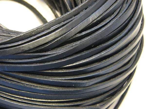 本革紐 平タイプ 4x1.8mm 10cm単位 ブラック 黒　レザー_画像1
