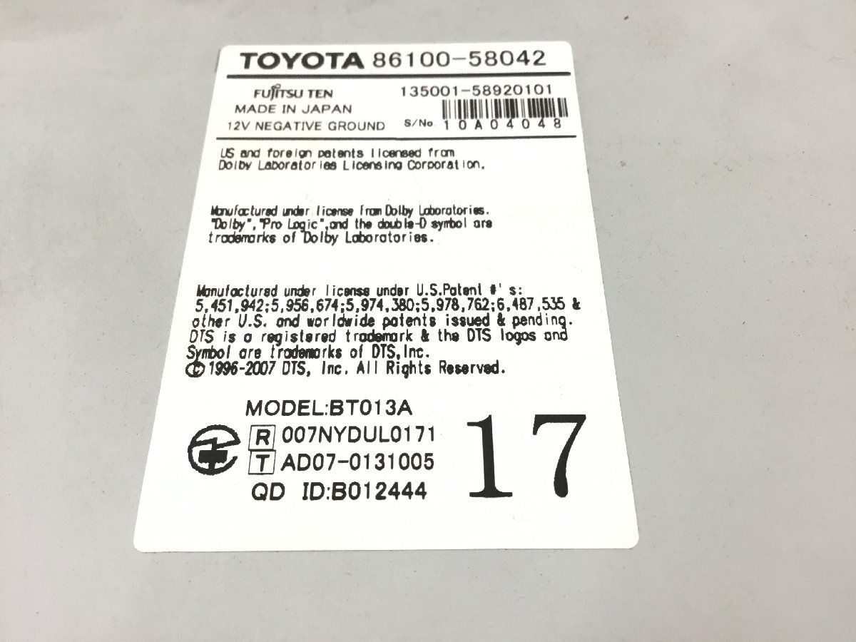 トヨタ 20 アルファード ヴェルファイア 前期 純正 86100-58042 トヨタ 20 アルファード ヴェルファイア 前期 純正 86100-58042