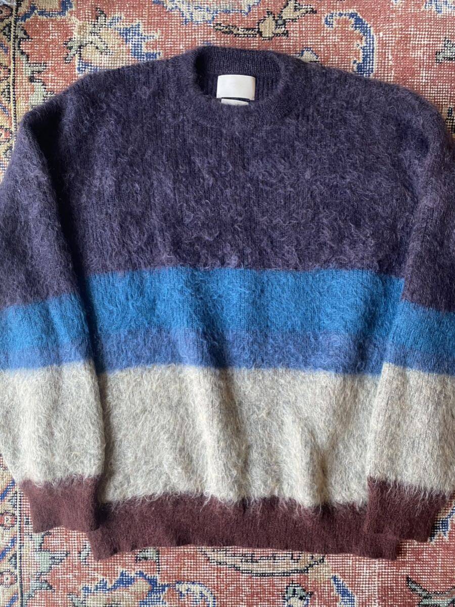 YOKE mohair border crewneck sweater 23AW モヘア ニット YOKE mohair border crewneck sweater 23AW モヘア ニット