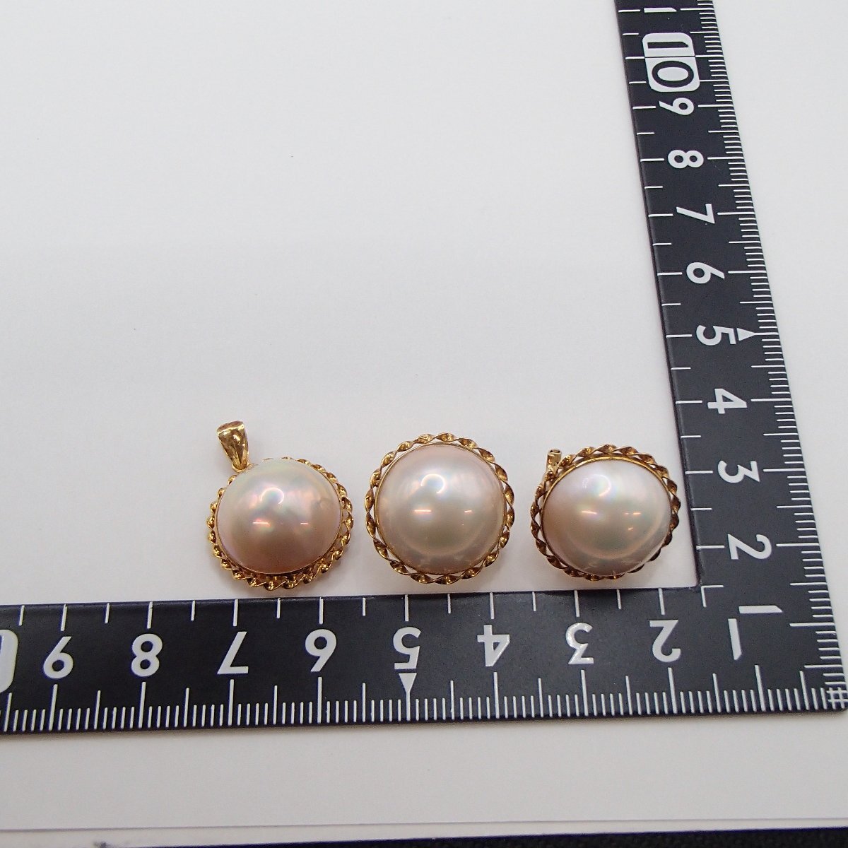 ★マベパール イヤリング ペンダント/ K18 750 重量約7.2g 約2.9g / 真珠 アクセサリー★TS