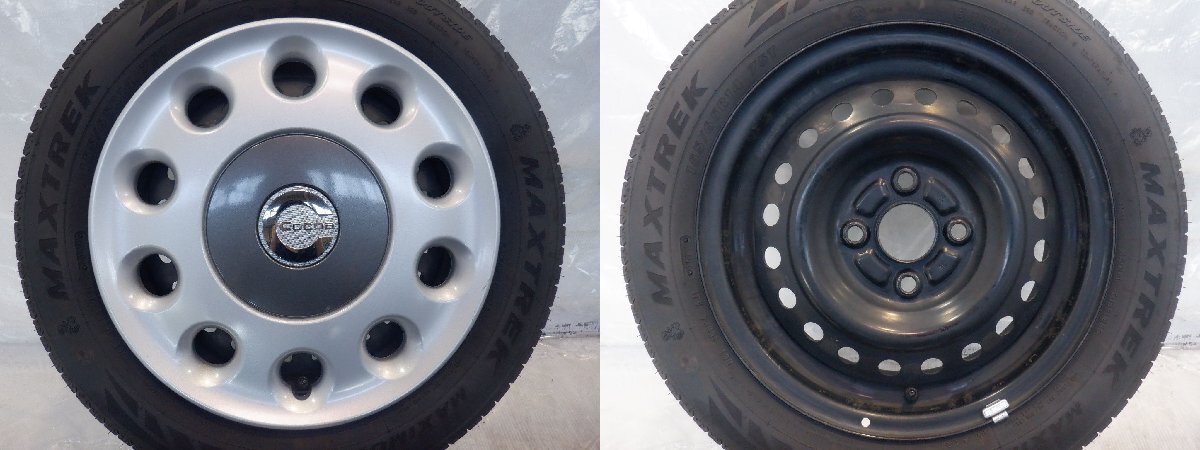 *23 year made burr mountain * Mira Cocoa *4H 100 4.5J +45 14 -inch Daihatsu original iron steel wheel tire 155/65R14 4ps.@[ wheel cap attaching ]