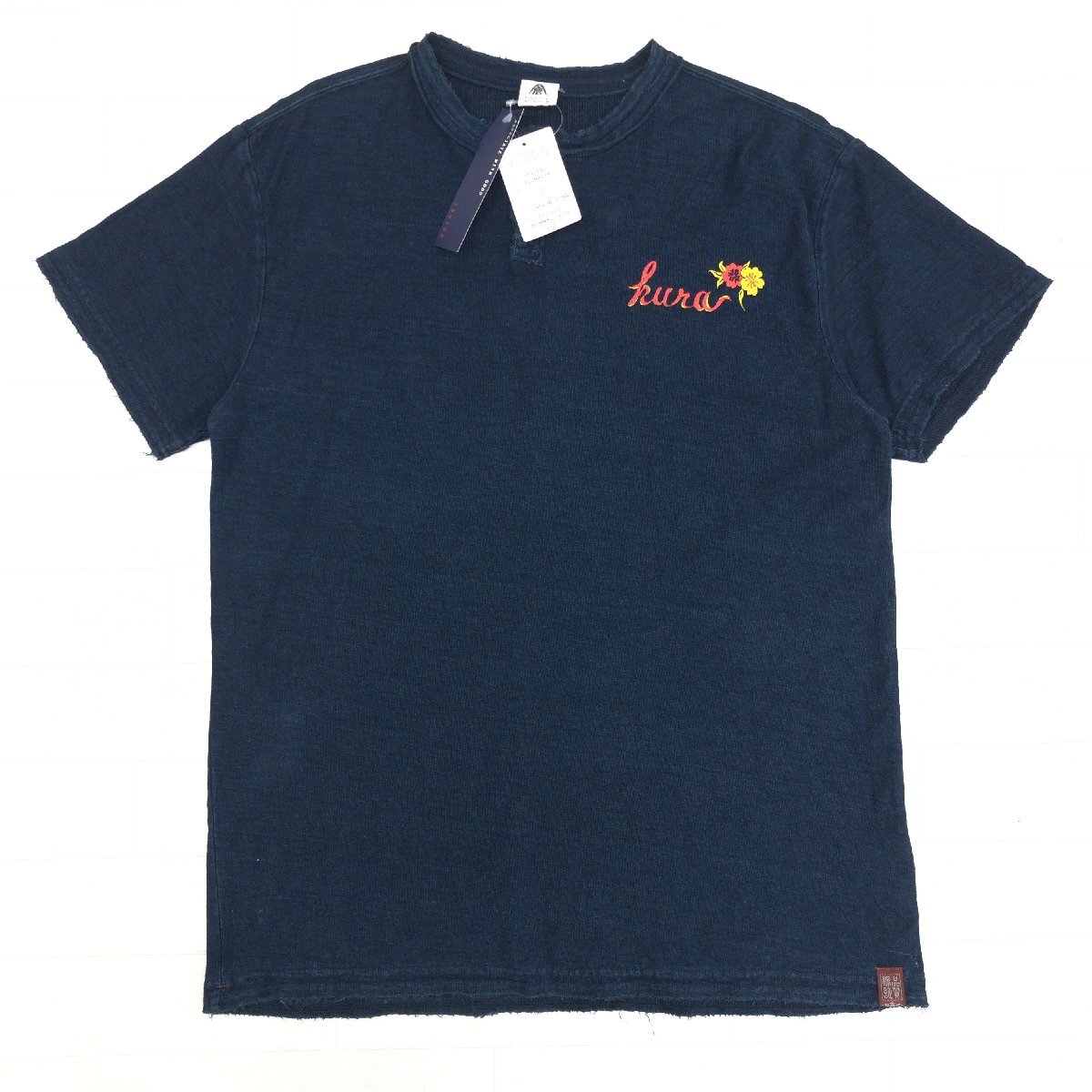 新品 備中倉敷工房 ETERNAL 倉 エターナル 定価7，245円 インディゴ染め 和柄 Tシャツ 三(L) 濃紺 半袖 五重塔 JAPAN アメカジ 未使用 紳士