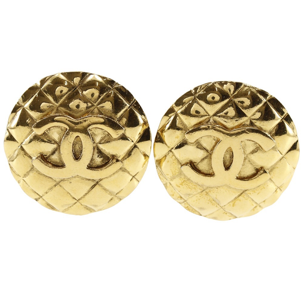 CHANEL シャネル ココマーク マトラッセ ヴィンテージ 23 イヤリング 金メッキ 約42.7g レディース【I171624129】中古