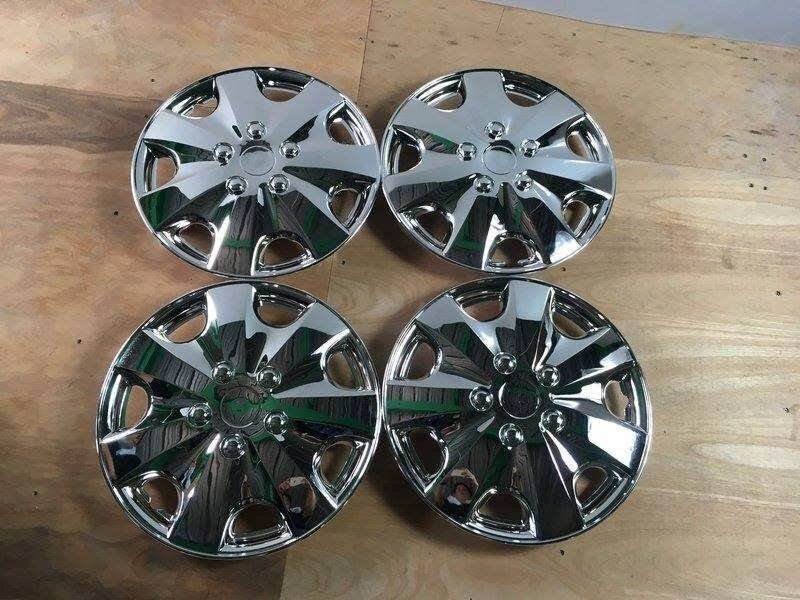 汎用品 (クローム) 14インチ ディッシュタイプ ホイールカバー 4枚 1ヶ月保証付 ホイールキャップ 即納 送料無料 沖縄不可 □