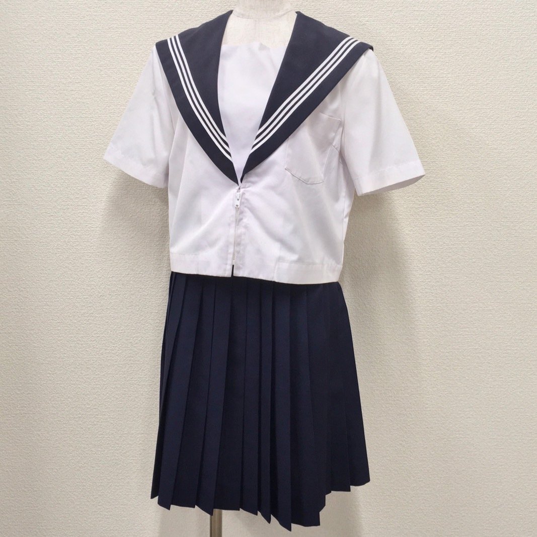A999/A(中古)愛知県 一宮商業高校 旧制服 2点 /半袖セーラー:170A/夏スカート:W63/タキヒロ/ITO/名古屋襟/夏服/夏用/学生服/制服/女子学生
