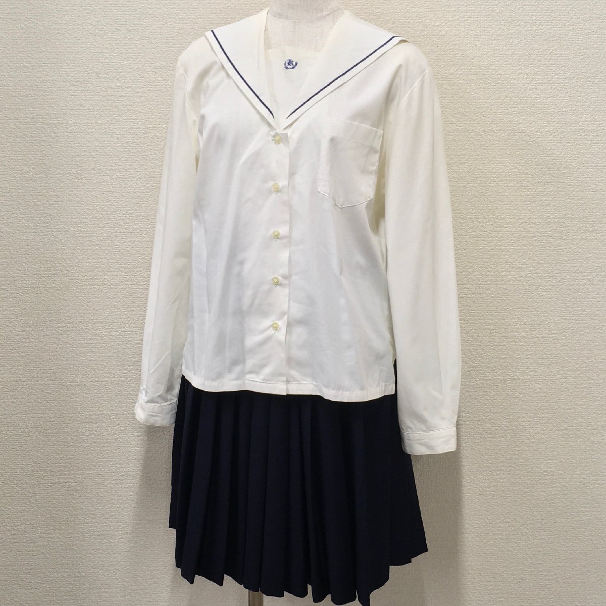 A1002/(中古)栃木県 烏山高校 旧制服 2点 /セーラーブラウス:L/冬スカート:W69/VARSITYMATE/変形襟/合服/冬服/女子学生/学生服