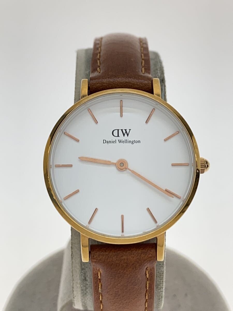 Daniel Wellington◆クォーツ腕時計/アナログ/レザー/WHT/BRW