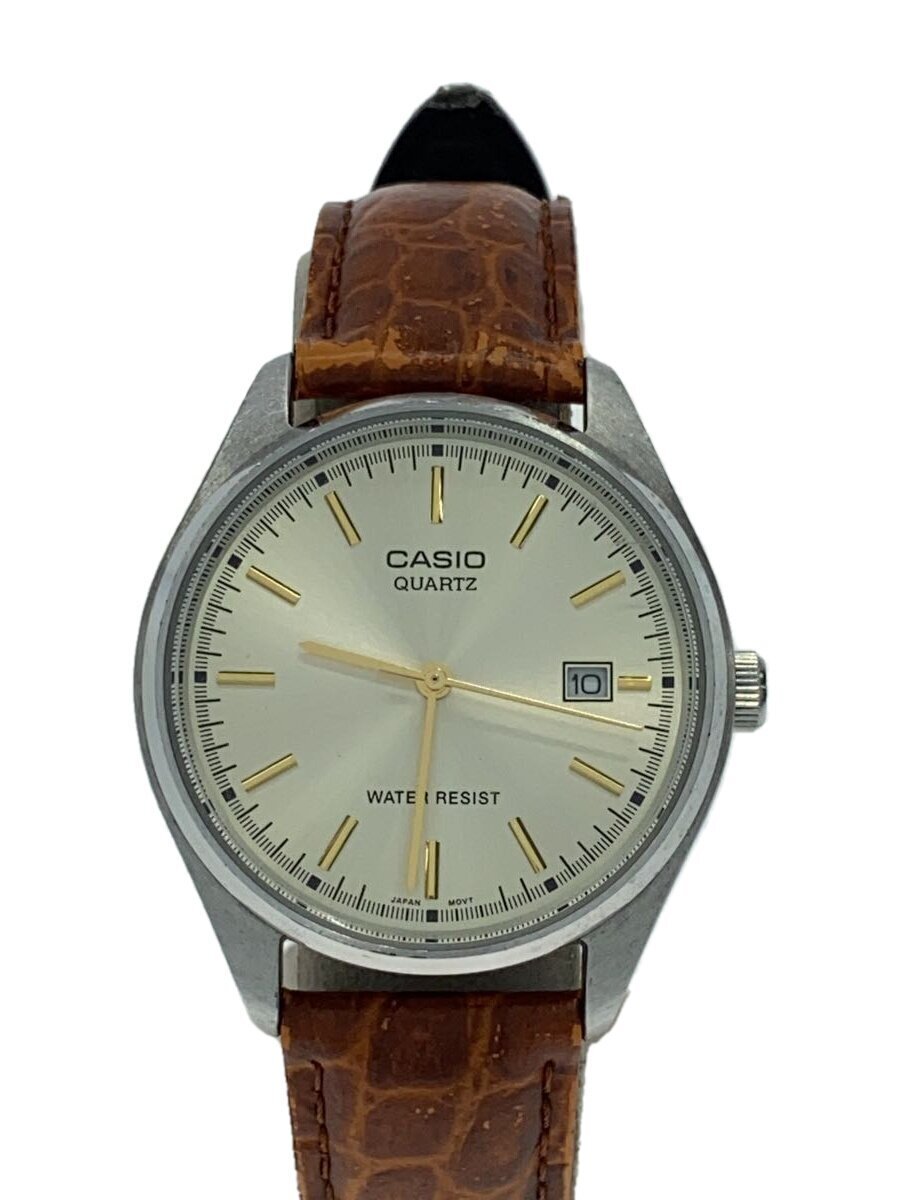 CASIO◆クォーツ腕時計/アナログ/フェイクレザー/GLD/BRW/MTP-1175