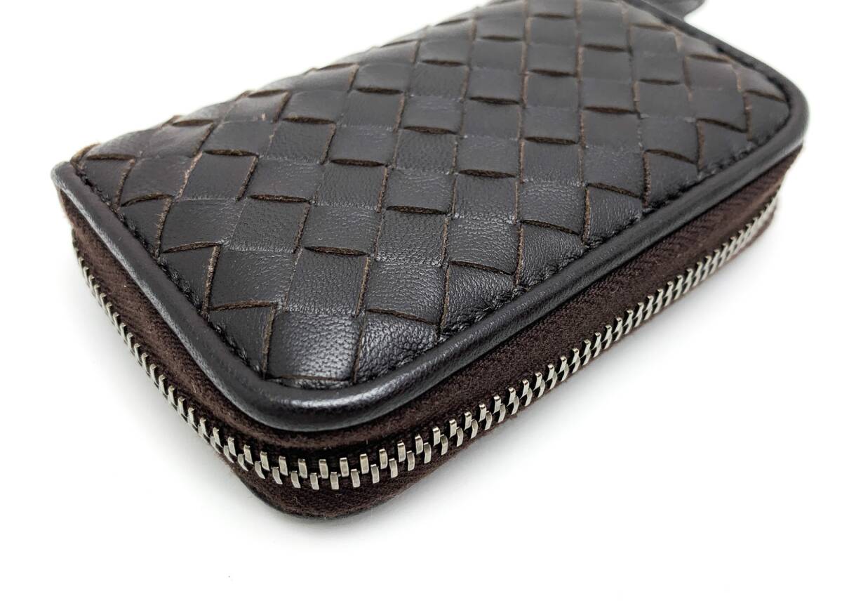 BOTTEGA VENETA ボッテガヴェネタ ブラウン系 こげ茶 イントレチャート ファスナー付コインパース コインケース 小銭入れ サイフ 財(cái)布