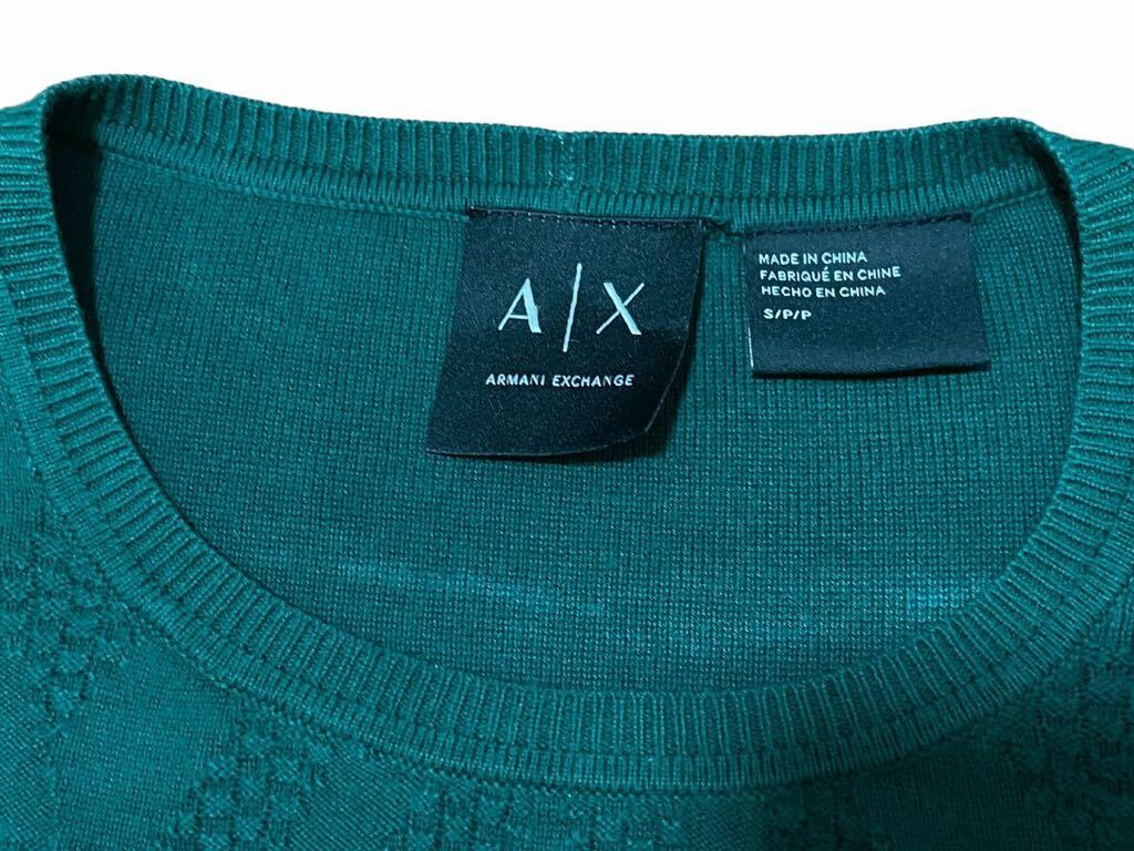 ARMANI EXCHANGE Armani свитер вязаный tops тянуть over зеленый мужской длинный рукав мужской a-ga il тиснение 