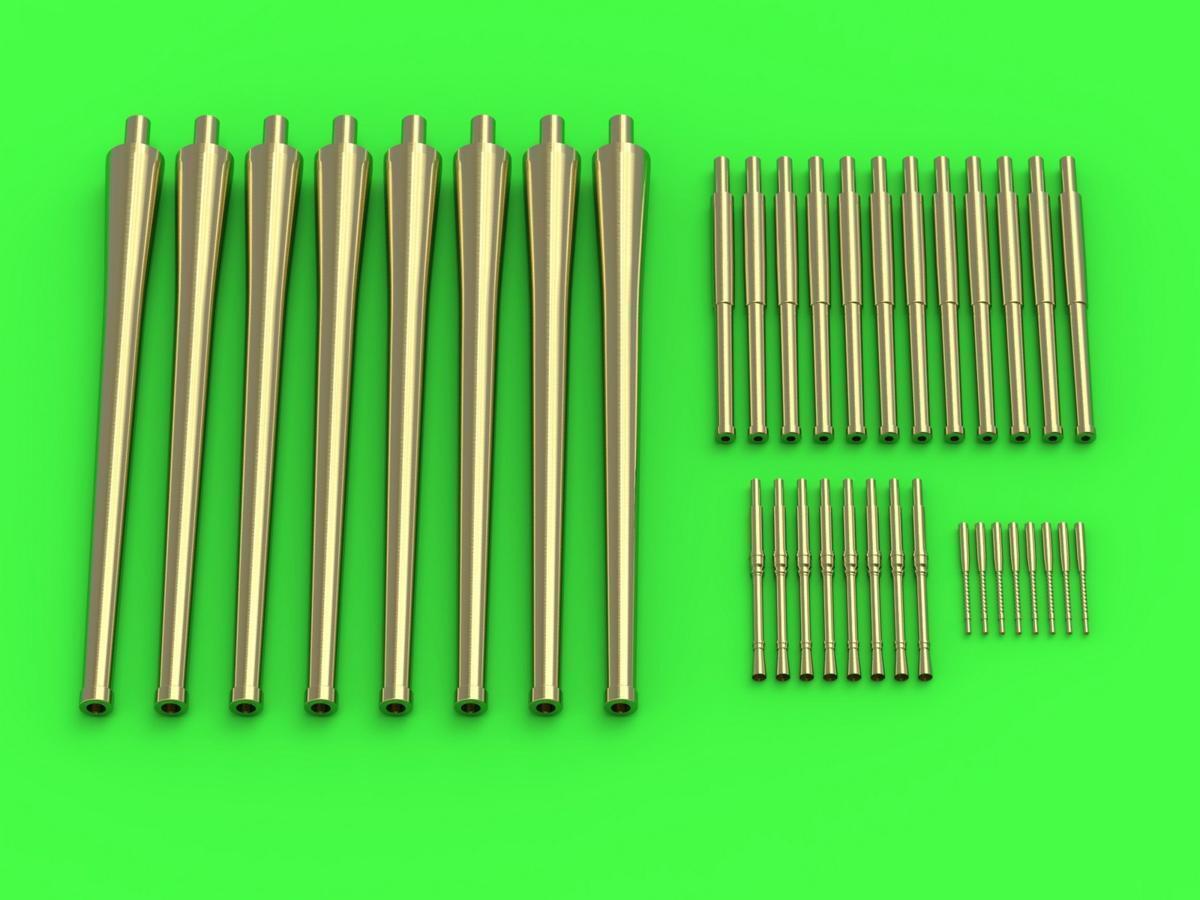 マスター(35098)1/350 ザラ (Zara) イタリア重巡洋艦用203mm (8pcs), 100mm (12pcs), 37mm (8pcs), 13,2mm (8pcs)砲身