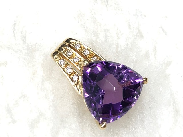 ☆K18 アメジスト 5.00刻 ダイヤモンド 005刻 ペンダント ヘッド ジュエリー 総重量約3.2g 貴金属 レターパックプラス発送☆