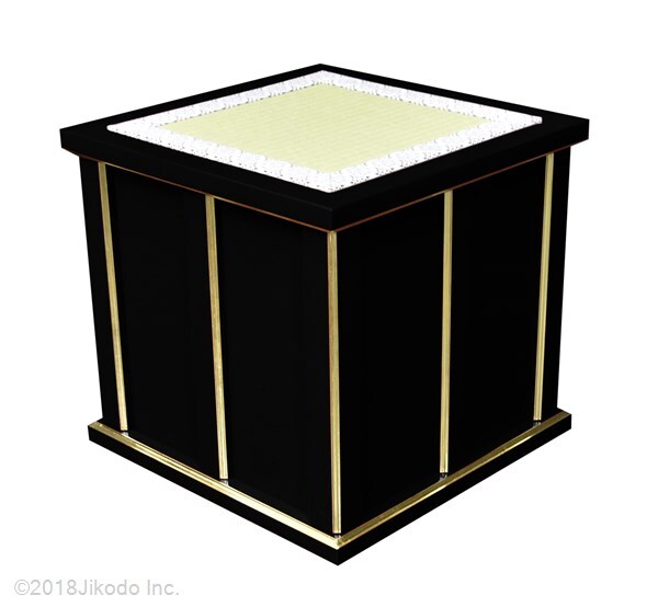 【寺院仏具】幅45センチ　黒塗り　収納できる折り畳み椅子型礼盤(幅45cm高42cm奥45cm)国内工場制作仏具(受注生産品)（商品番号11038k)
