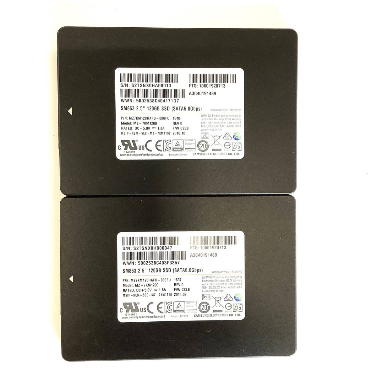 S60814155 SAMSUNG SATA 120GB 2.5インチ SSD 2点【中古動作品】