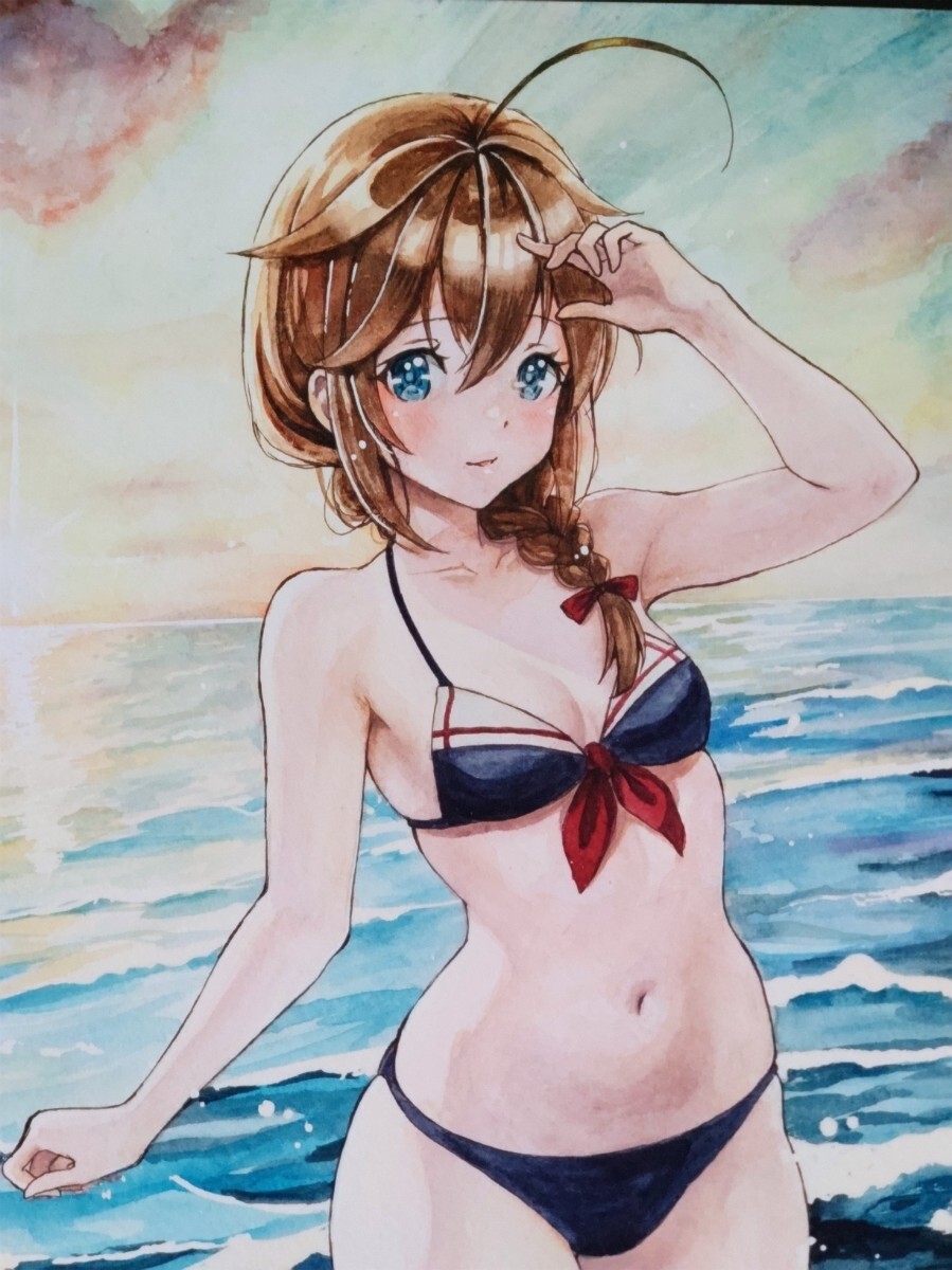 同人手描きイラスト/艦これ 時雨改二 /水着/A4 水着(手描き 同人手描きイラスト/艦これ 時雨改二 /水着/A4 水着(手描き