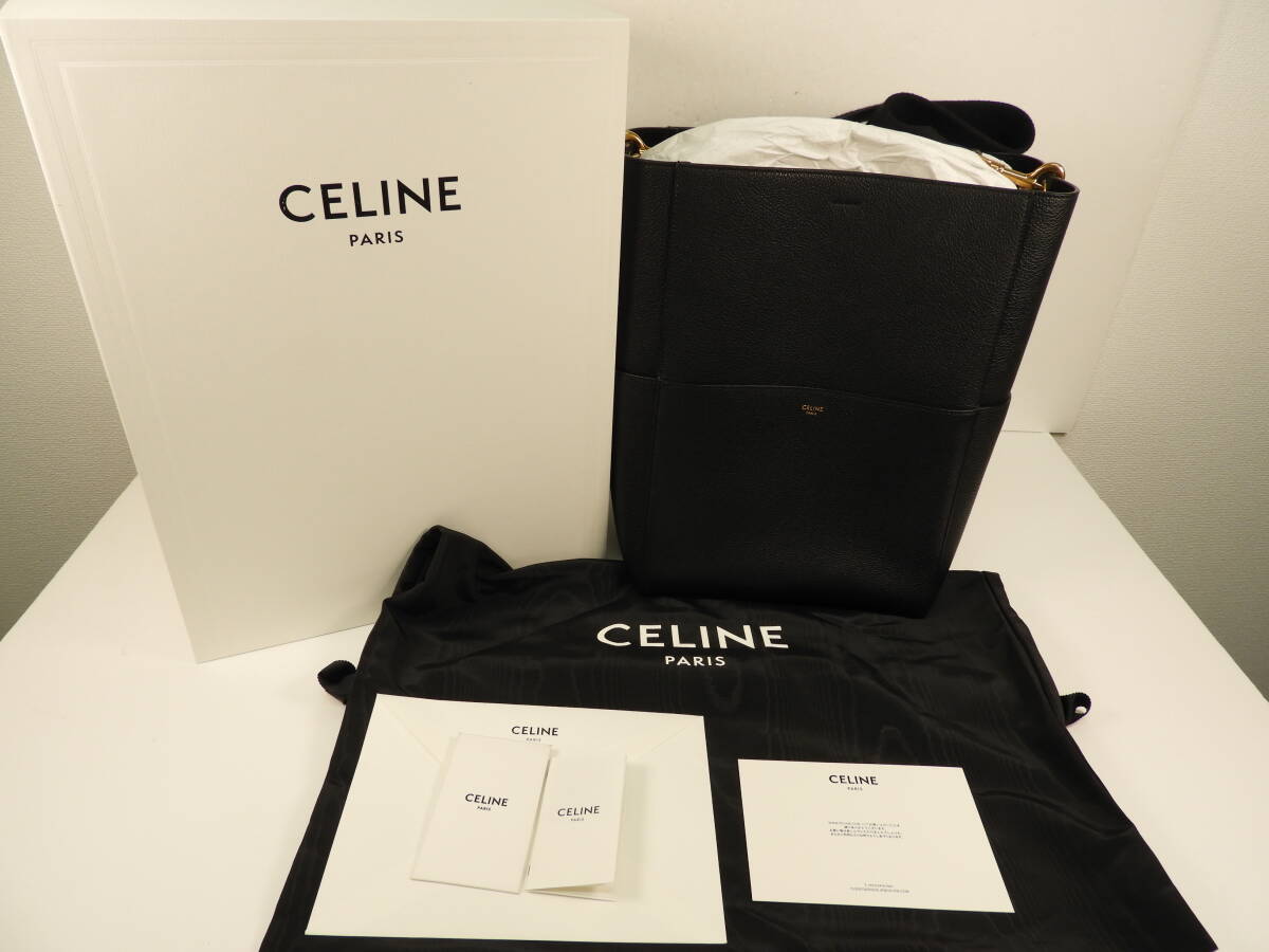 286/S286★中古美品★バッグ★CELINE セリーヌ ショルダーバッグ 189593AH.38NO サングルミディアム レザー 黒