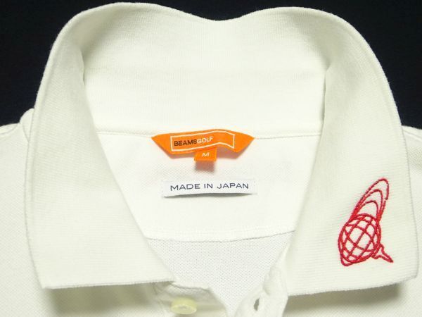 【絶品】 ☆BEAMS GOLF☆ロゴ刺繍ポロシャツM/白ビームスゴルフメンズ メンズウェア