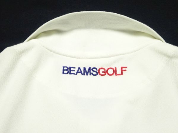 ☆BEAMS GOLF☆ロゴ刺繍ポロシャツM/白ビームスゴルフメンズ