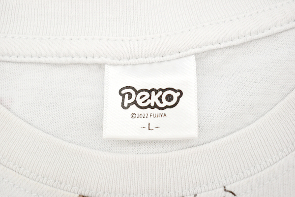 Y-7813★送料無料★不二家 ミルキー PEKO ペコちゃん 2022 FUJIYA★ライトグレー 総柄 半袖 T-シャツ L_画像2