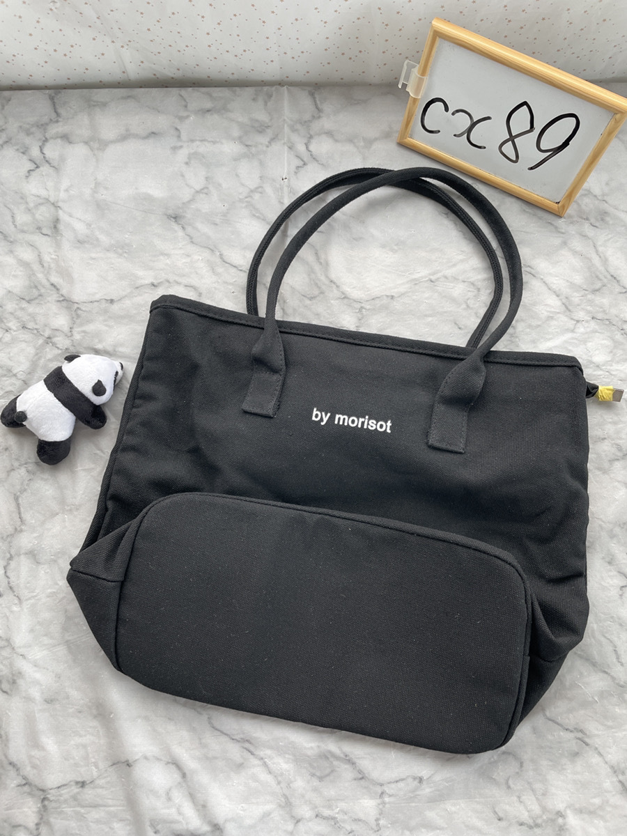 Elany] トートバッグ ショルダーバッグ マザーズバッグ ジムバッグ ショッピングバッグ エゴバッグ 無地 A4サイズ 大容量 ※パンダ付き