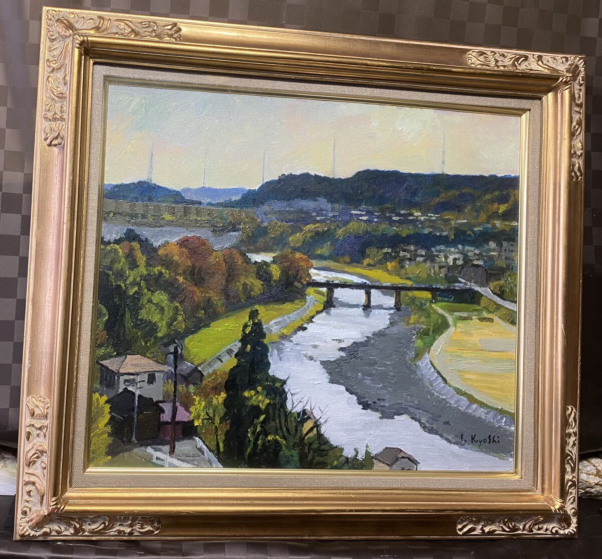 Yahoo!オークション - 真作 油彩画 油絵 伊澤清 【秋の広瀬川と Yahoo!オークション - 真作 油彩画 油絵 伊澤清 【秋の広瀬川と