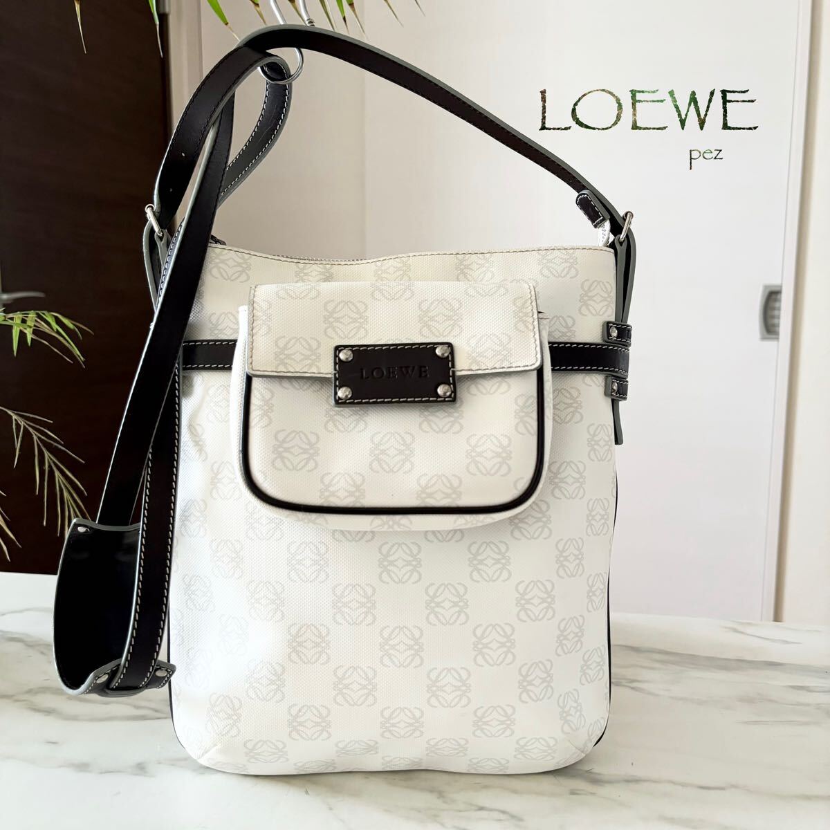 極美品 ロエベ LOEWE アナグラム レザーショルダーバッグ 極美品 ロエベ LOEWE アナグラム レザーショルダーバッグ
