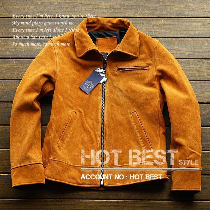 最高峰16万■Gabriel 最上級カウスエード タイト イタリアンレザー ライダース ジャケット牛革/42/2XL