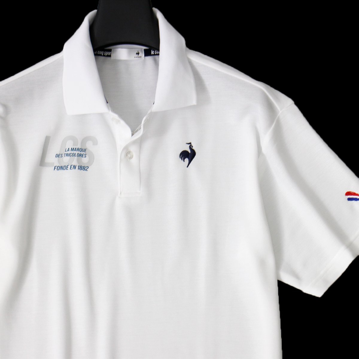 新品 ルコック ゴルフにお勧め 吸汗速乾 半袖 ポロシャツ メンズ L 白 le coq sportif GOLF スポーツ ウェア ロゴ刺繍 ◆CH2591A