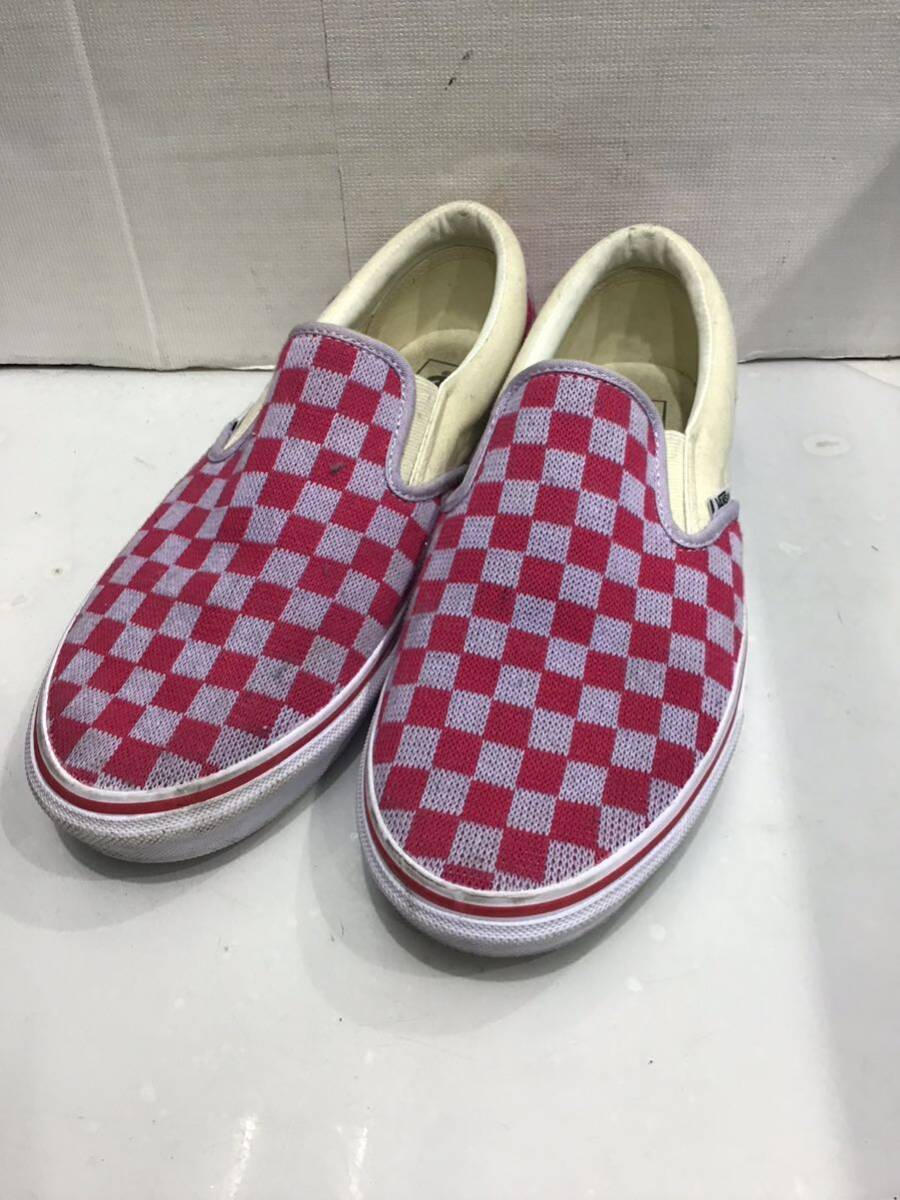 【VANSバンズ 】シューズ スリッポン チェッカー ピンク 28cm 2408oki n