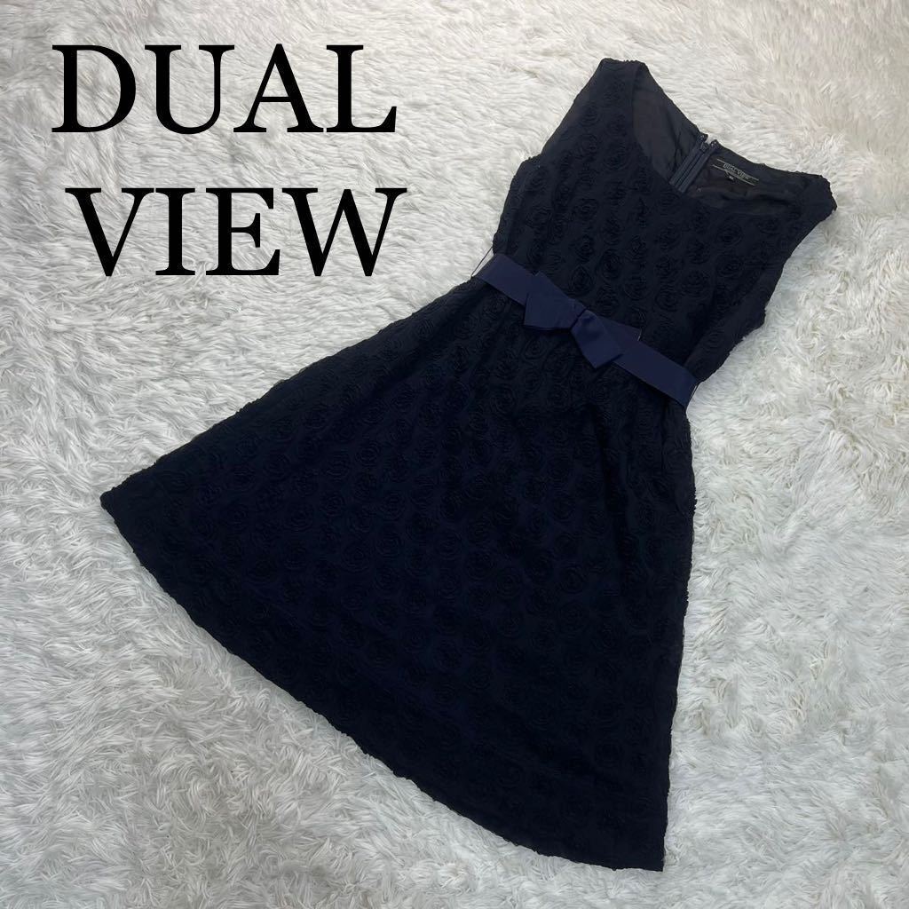DUAL VIEW デュアルヴュー ワンピース ノースリーブ サイズ40 花柄 バラ ひざ上