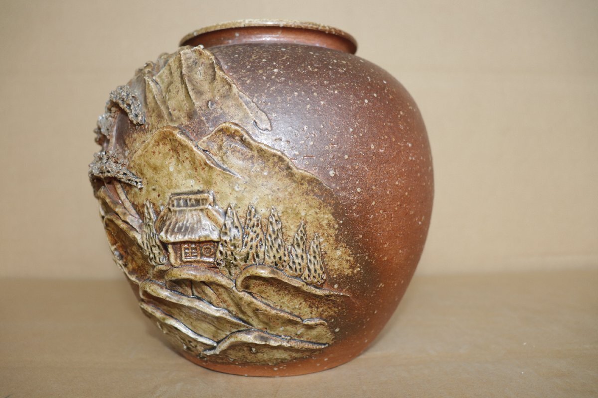 花瓶美術陶器風景画壺*