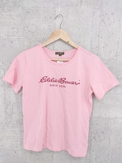 ◇ Eddie Bauer エディーバウアー プリント 半袖 Tシャツ カットソー PM ピンク *