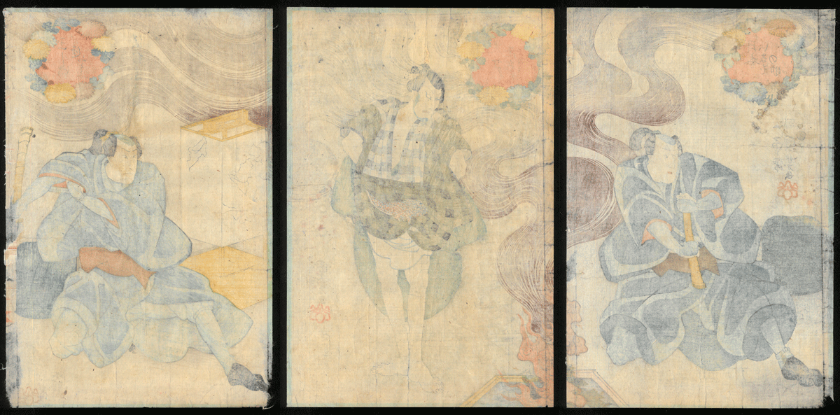 歌川豊国】浮世絵 木版画 三枚続 錦絵 版画 美人画 ukiyoe 骨董