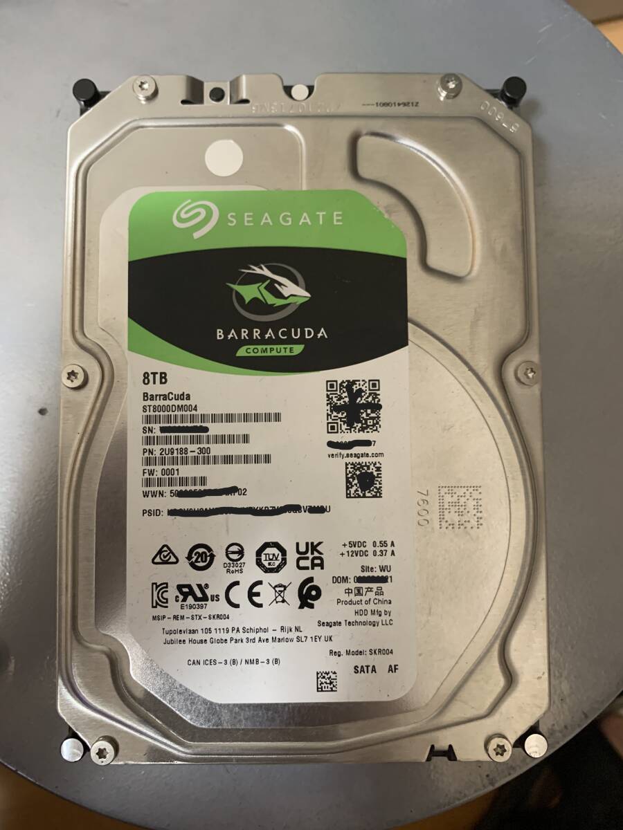 SATA 8TB HDD Seagate Barracuda ST8000DM004 RMA切れ 1TE
