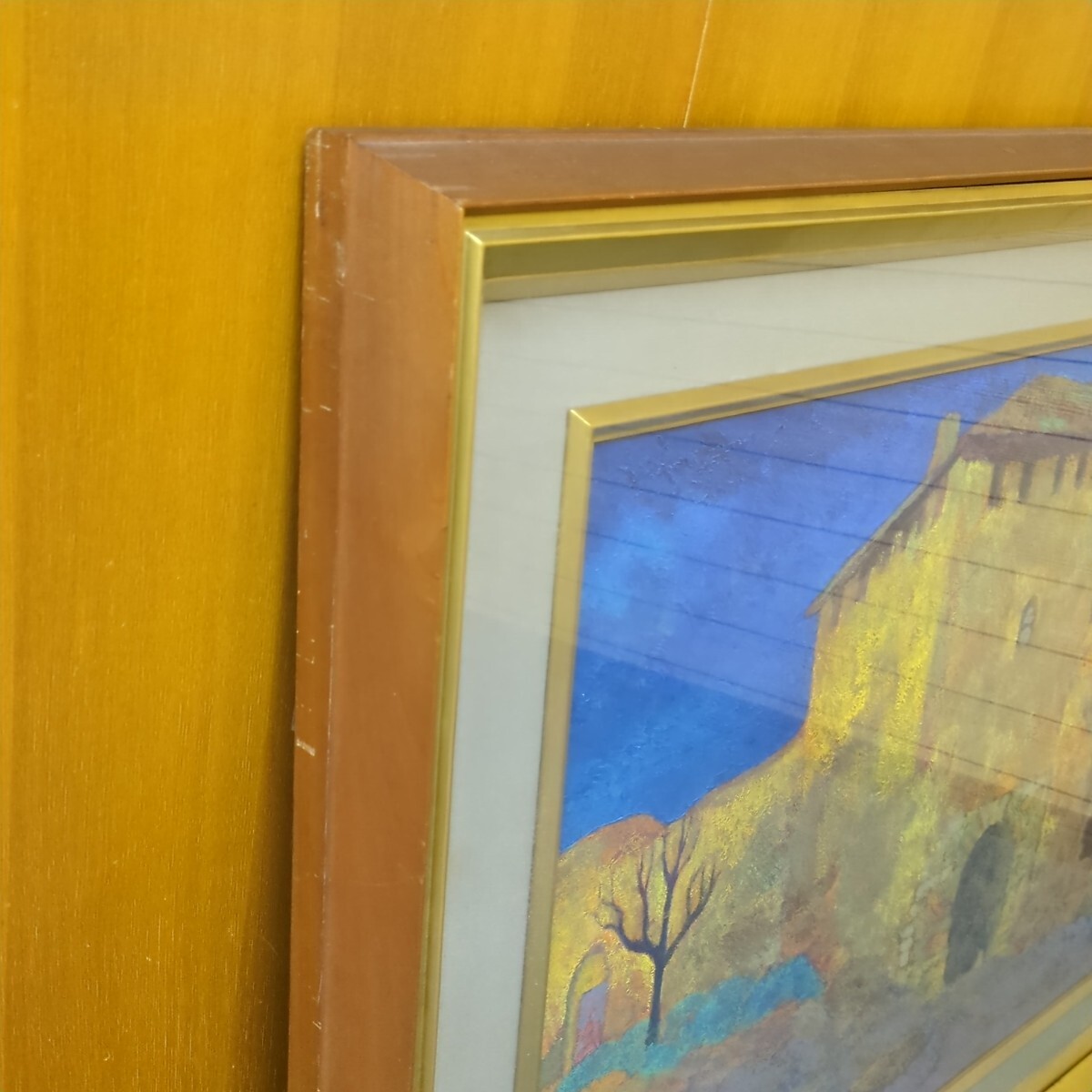 絵画 依岡慶樹 『 城門 』20号 昭和 日本画個展 額装 真作 風景 絵画 依岡慶樹 『 城門 』20号 昭和 日本画個展 額装 真作 風景