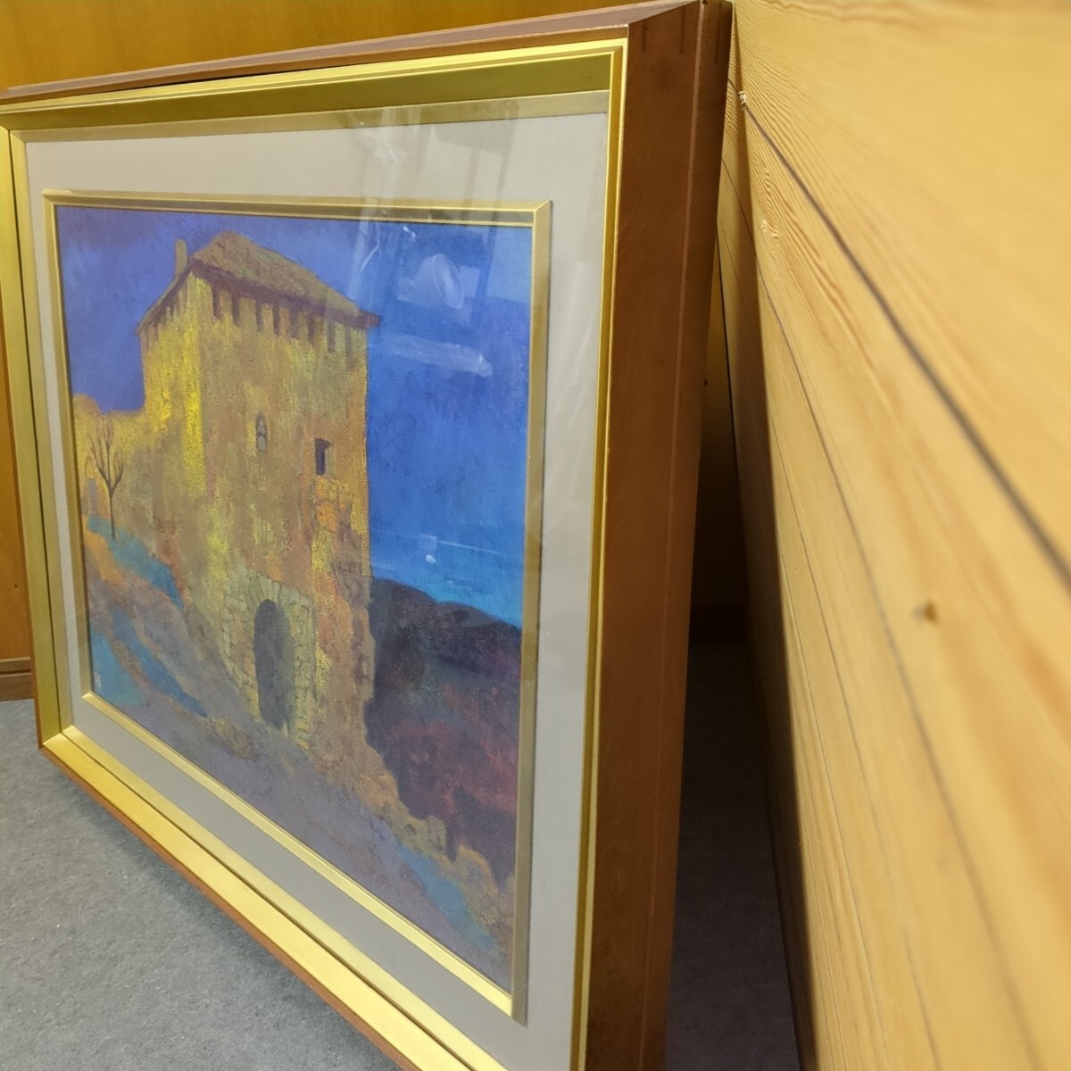 絵画 依岡慶樹 『 城門 』20号 昭和 日本画個展 額装 真作 風景 絵画 依岡慶樹 『 城門 』20号 昭和 日本画個展 額装 真作 風景