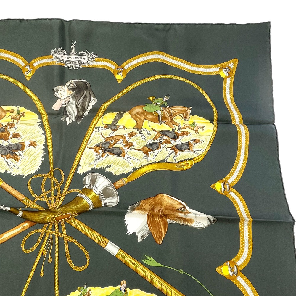 箱付き】 HERMES エルメス シルク カレ90 LE LAISSER COURRE 箱付き】 HERMES エルメス シルク カレ90 LE LAISSER COURRE