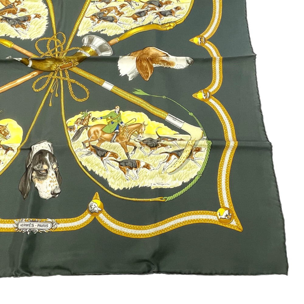 箱付き】 HERMES エルメス シルク カレ90 LE LAISSER COURRE 箱付き】 HERMES エルメス シルク カレ90 LE LAISSER COURRE