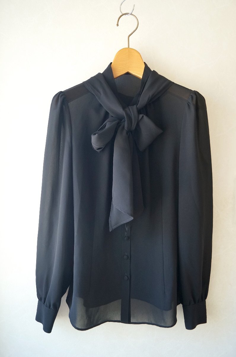 ★送料無料!!　ANAYI / アナイ *上品♪ ボウタイ シースルーブラウス　/ 黒 38*　古着のgplus広島　2408t1