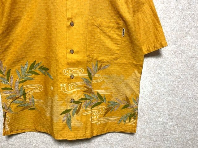 * beautiful goods *MANGO man go...... wear size M* short sleeves aloha shirt Hawaiian si-sa- pattern open color . collar Okinawa made in Japan popular 