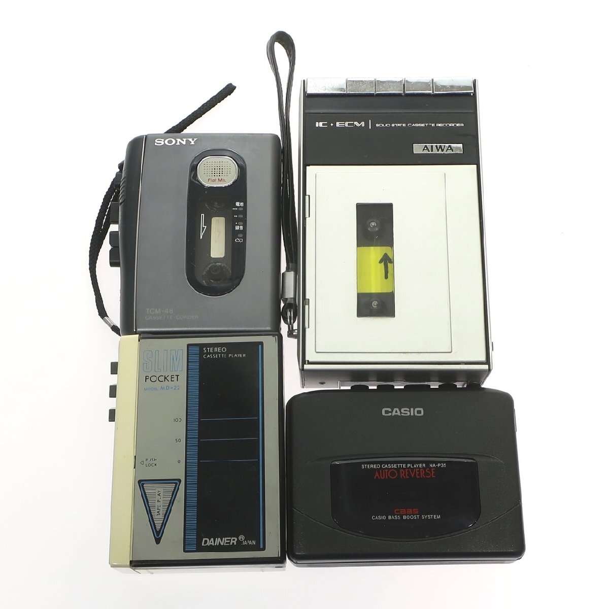 1円スタート カセットプレーヤー まとめ4点セット SONY CASIO AIWA DAINER ポータブル レコーダー TCM-48 NA-P35 TP-743 MD-22 動作未確認