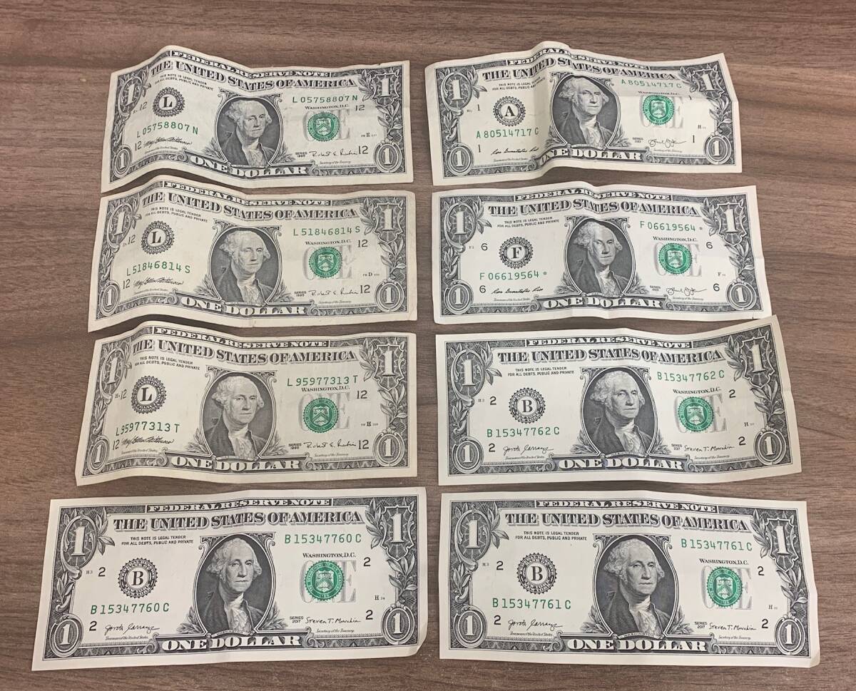 ドル紙幣おまとめ 1ドル×8枚 合計8ドル ONE DOLLAR アメリカ ドル紙幣おまとめ 1ドル×8枚 合計8ドル ONE DOLLAR アメリカ