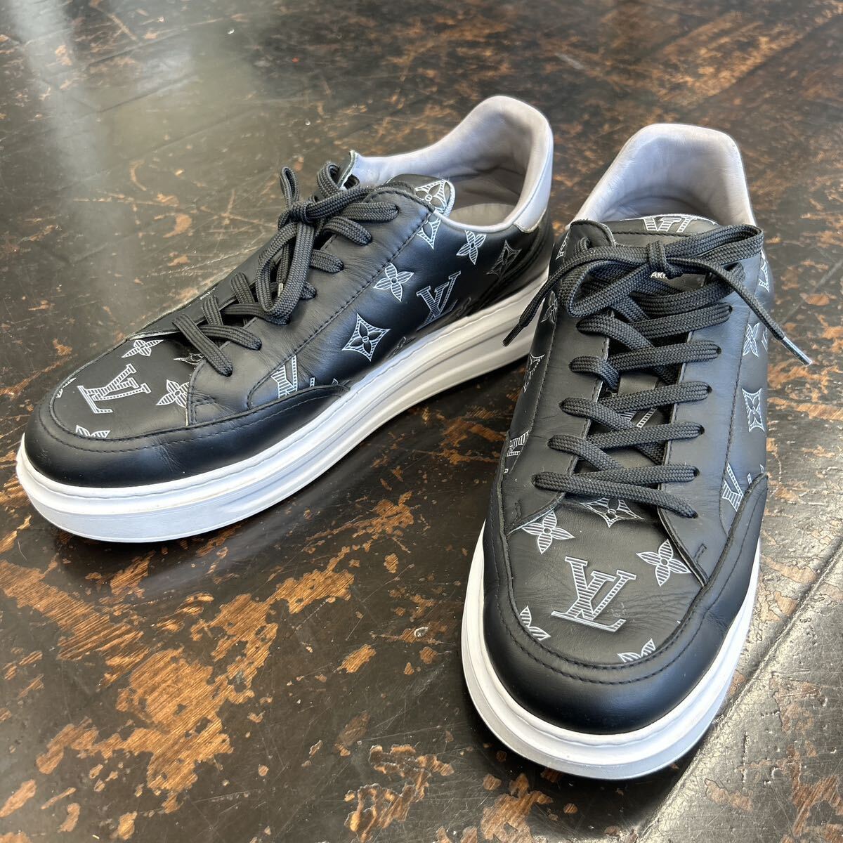 LOUIS VUITTON PARIS ルイ・ヴィトン スニーカー シューズ 靴 ブラック 8 1/2 約27.5cm 