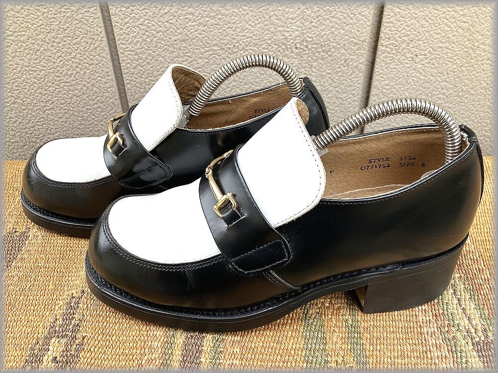 *Shellys LONDON Sherry z London USA производства bit Loafer чёрный × белый UK6* осмотр Vintage обувь ботинки Англия Dr. Martens 