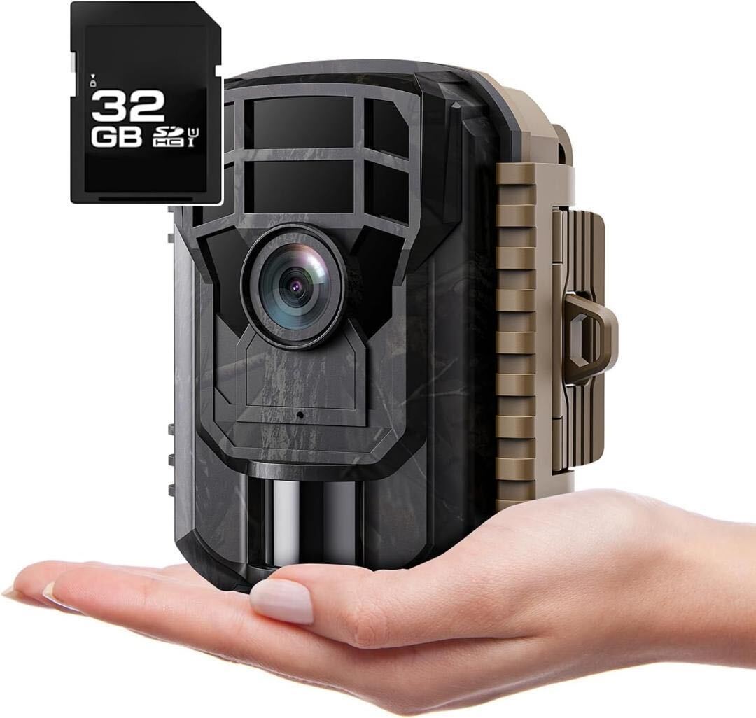 小型トレイルカメラ 32GB SDカード付属 2K 36MP 電池式