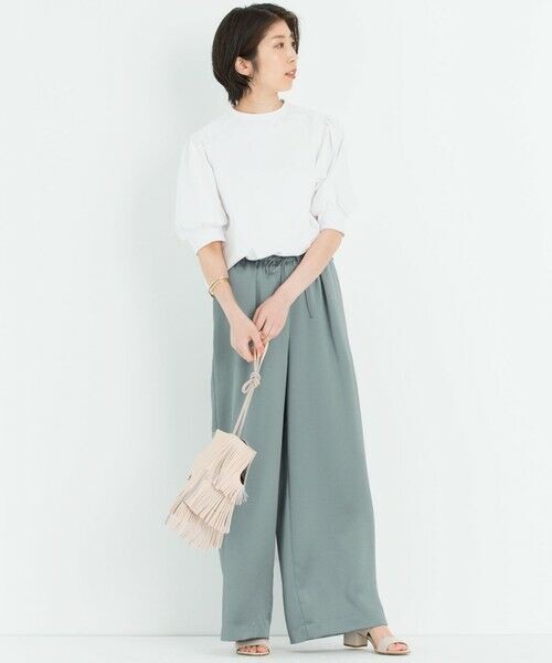 【新品級】23区 大きいサイズ 44 ワイドパンツ ウエスト総ゴム きれいめ さらさら