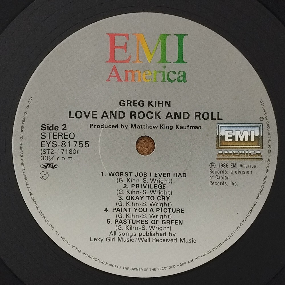  good record shop *LP* Greg * key n/lavu& lock n* roll *Greg Kihn/Love And Rock And Roll/1986*Pop Rock*P-4999