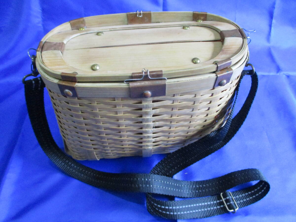割引価格 渓流ビク 手作り TKD 渓流かご フィッシング 肩掛けヒモ付き F アクセサリー