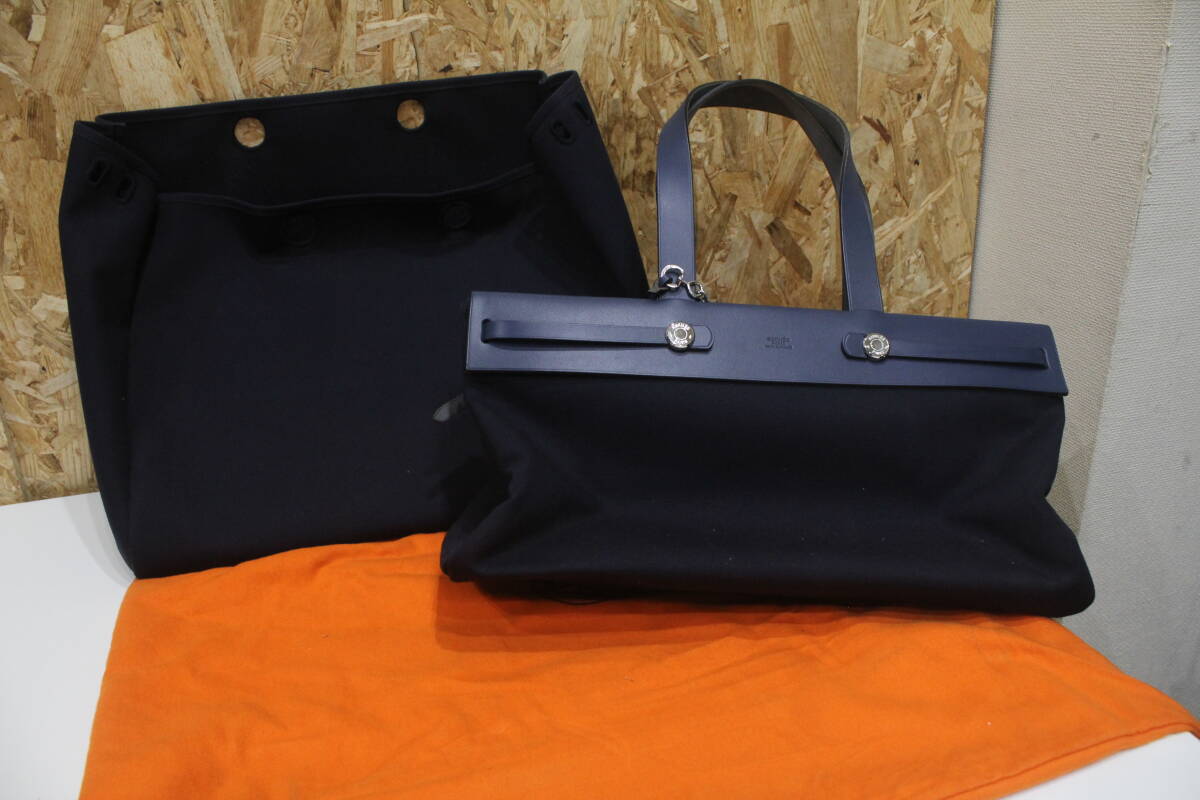 TH08123　エルメス　エールバッグ　高さ約20ｃｍ×幅約40ｃｍ×マチ約16ｃｍ+高さ約31ｃｍ×幅約40ｃｍ×マチ約16ｃｍ　美品